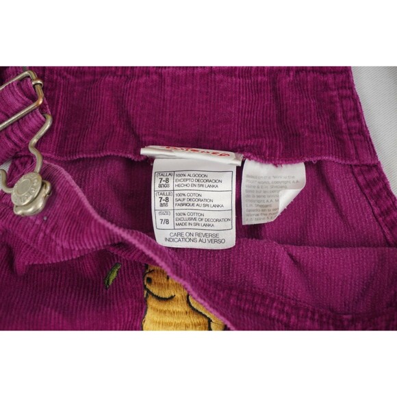 Vintage Disney Winnie The Pooh Overalls Girls Size 7-8 Embroidered Maroon Purple - Picture 5 of 7